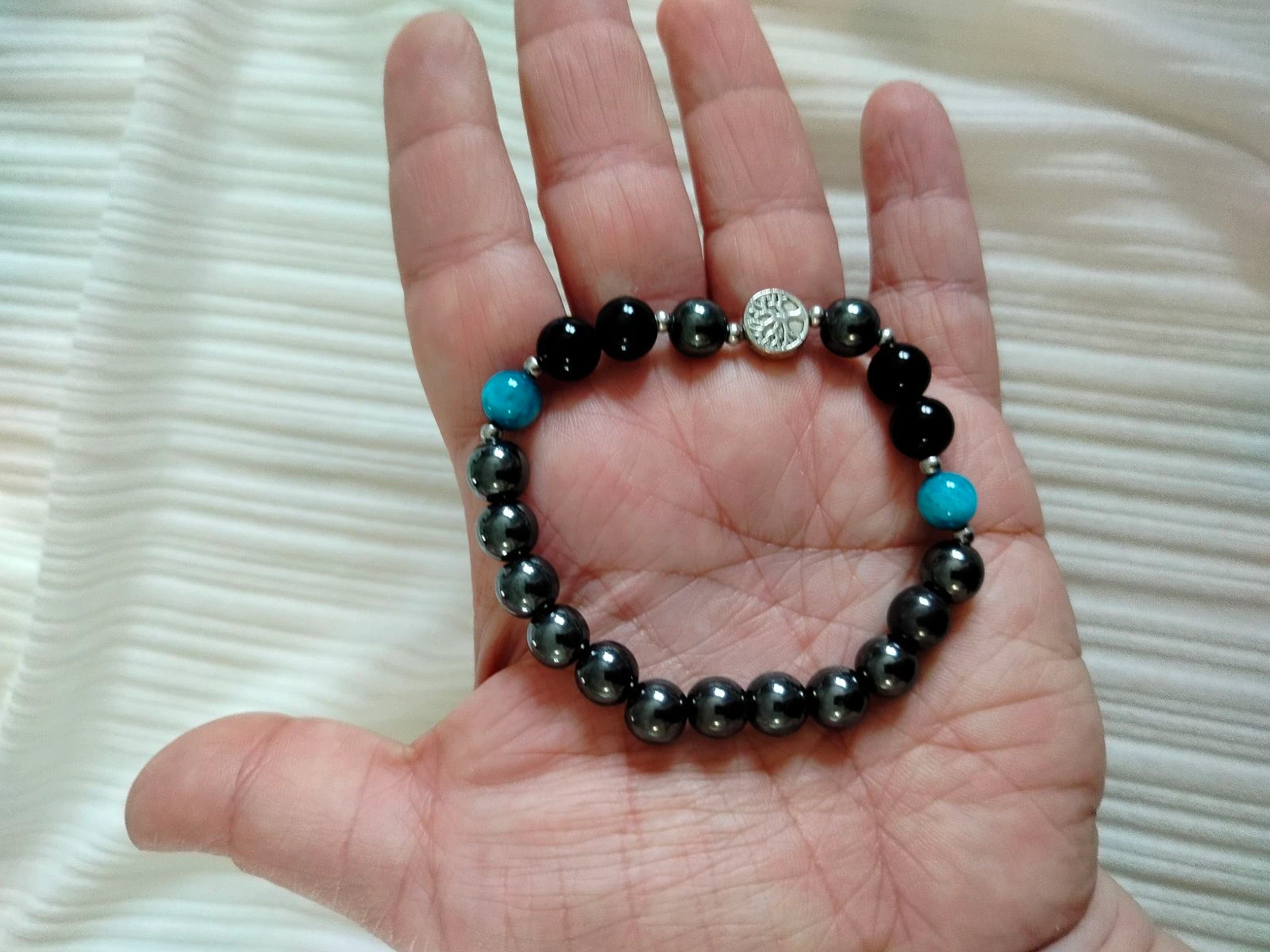 Stylish black blue natural stone bracelet – photo 4